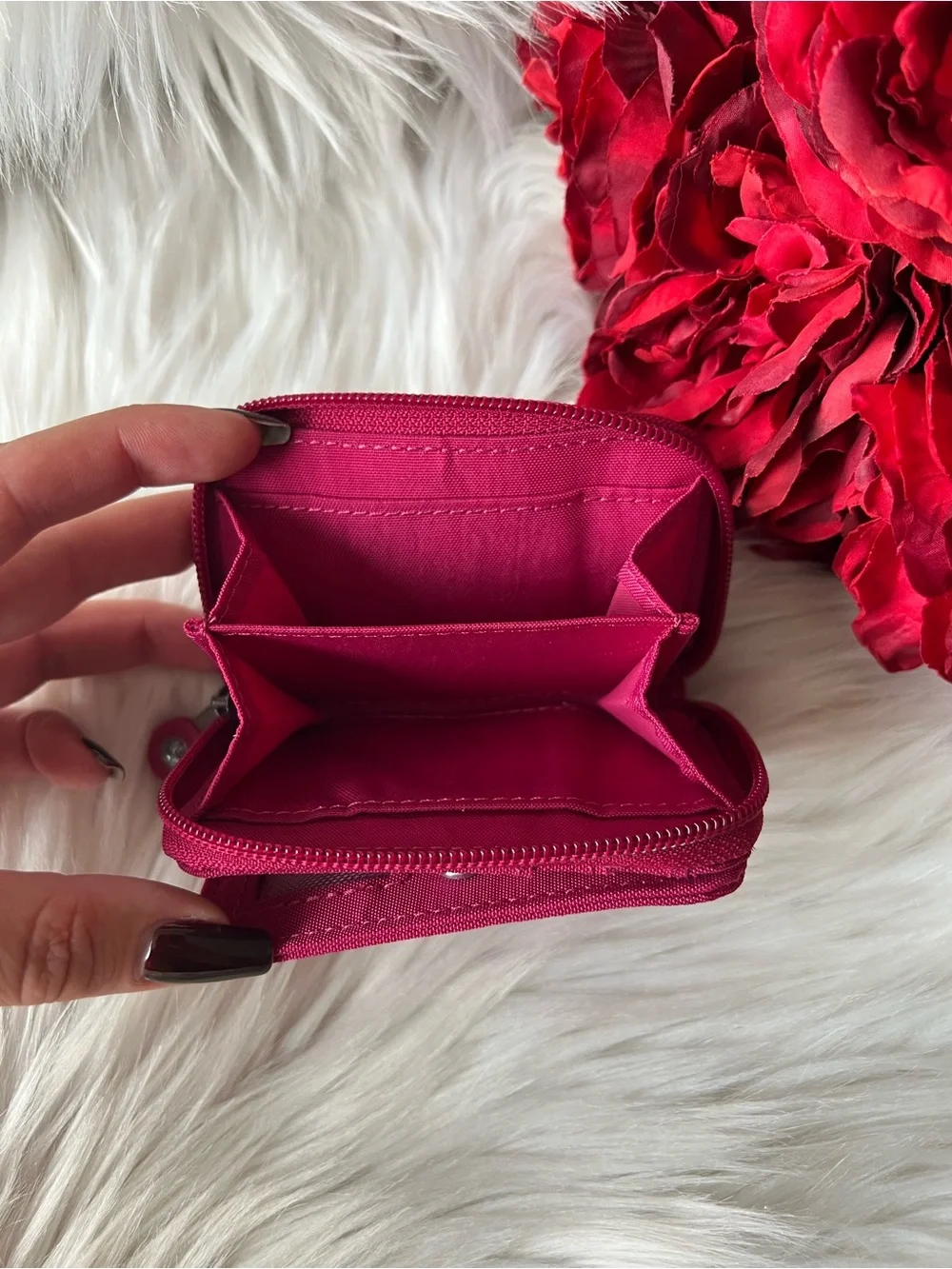 Kipling Hot Pink Zip Card Wallet
